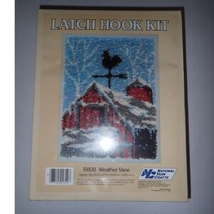 National Yarn Crafts Weather Vane Latch Hook Kit R808 Winter Barn 20x27